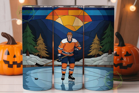 Hockey Stained Glass 20oz Tumbler Wrap Sublimation PixelChick 