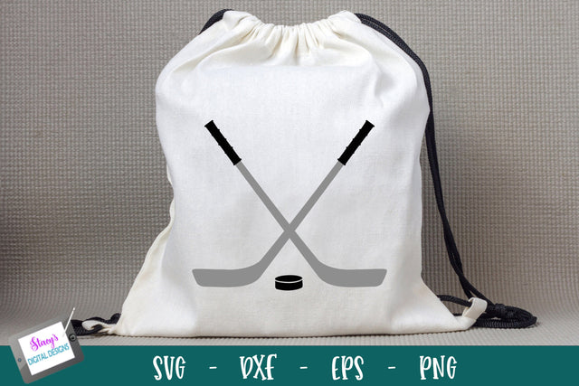 Hockey Sticks and Puck SVG Design - Hockey Sticks Crossed SVG Stacy's Digital Designs 