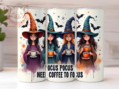 Hocus Pocus 20 oz Skinny Tumbler Sublimation Design, Straight & Tapered Tumbler Png, Coffee To Focus Tumbler Png, Digital Download PNG Sublimation Lara' s Designs 