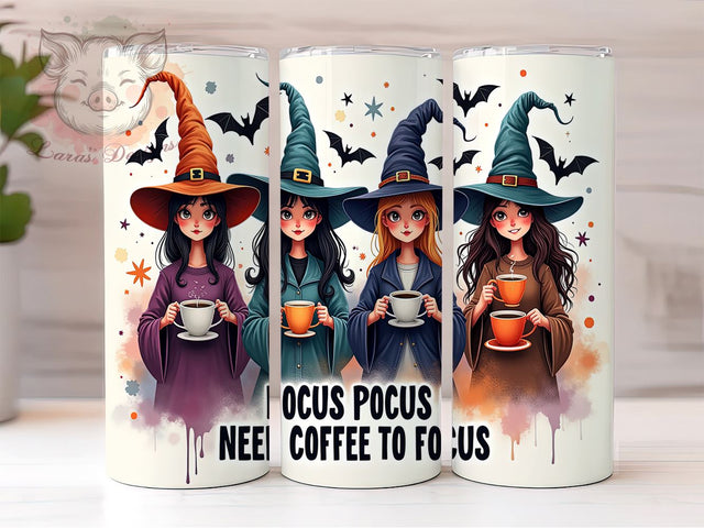 Hocus Pocus 20 oz Skinny Tumbler Sublimation Design, Straight & Tapered Tumbler Png, Coffee To Focus Tumbler Png, Digital Download PNG Sublimation Lara' s Designs 