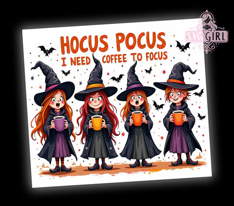 Hocus Pocus 20oz Tumbler Wrap Sublimation Design, Straight Tapered Tumbler Wrap, Funny Coffee Tumbler Png, Instant Digital Download Sublimation SvggirlplusArt 