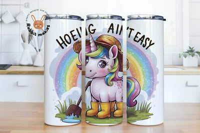 Hoeing Ain't Easy Tumbler Wrap, Horse Garden 20 Oz Skinny Sublimation Tumbler PNG, Cute Horse Tumbler Design Digital Download Sublimation Rabbitmakies 