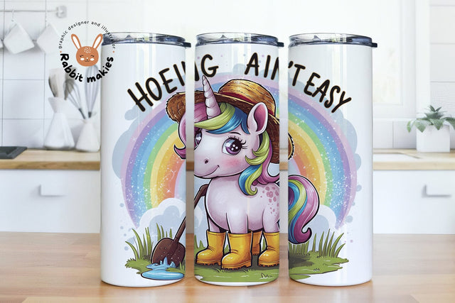 Hoeing Ain't Easy Tumbler Wrap, Horse Garden 20 Oz Skinny Sublimation Tumbler PNG, Cute Horse Tumbler Design Digital Download Sublimation Rabbitmakies 