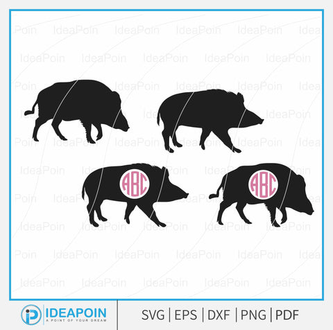 Hog Hunting monogram, Bay dogs and feral hog Svg - Bay dogs and feral hog Silhouette - Bay dogs and feral hog Clipart - wild pig SVG Dinvect 