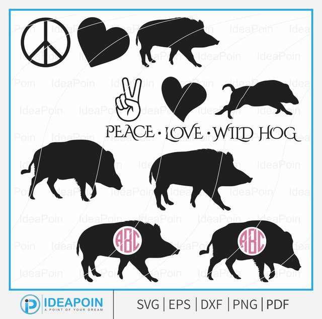 Hog Hunting monogram, Bay dogs and feral hog Svg - Bay dogs and feral hog Silhouette - Bay dogs and feral hog Clipart - wild pig SVG Dinvect 
