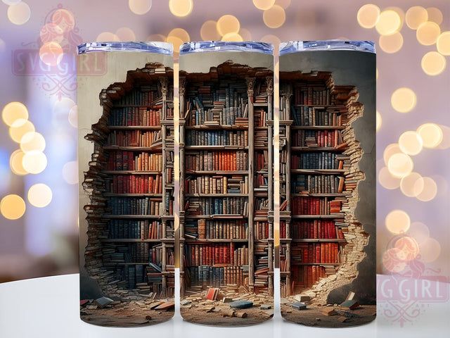 Hole in Wall Design Librarian 20oz Tumbler Wrap Sublimation Design, Straight Tapered Tumbler Wrap, Book Lover Tumbler Png, Instant Digital Download Sublimation SvggirlplusArt 