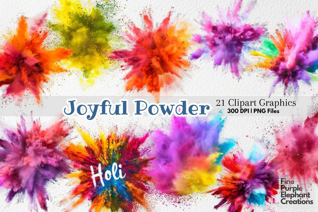 Holi Festival of Color Powder Explosion PNG Clipart | Rainbow Pride Sublimation Fine Purple Elephant Creations 