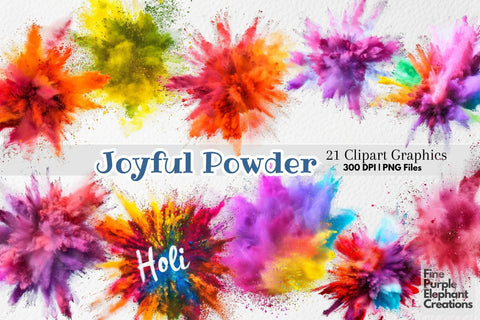 Holi Festival of Color Powder Explosion PNG Clipart | Rainbow Pride Sublimation Fine Purple Elephant Creations 