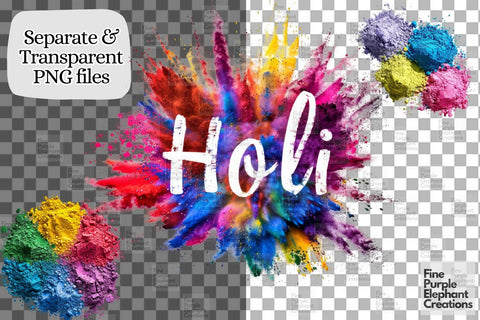 Holi Festival of Color Powder Explosion PNG Clipart | Rainbow Pride Sublimation Fine Purple Elephant Creations 