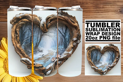 Holiday 3D Heart Frame Sublimation Tumbler Wrap 20oz Sublimation afrosvg 