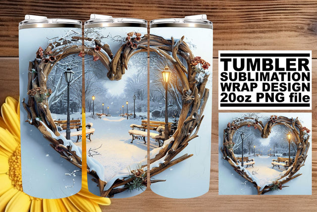 Holiday 3D Heart Frame Tumbler Wrap Christmas Design Sublimation afrosvg 