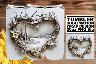 Holiday 3D Heart Frame Tumbler Wrap Christmas Design Sublimation afrosvg 