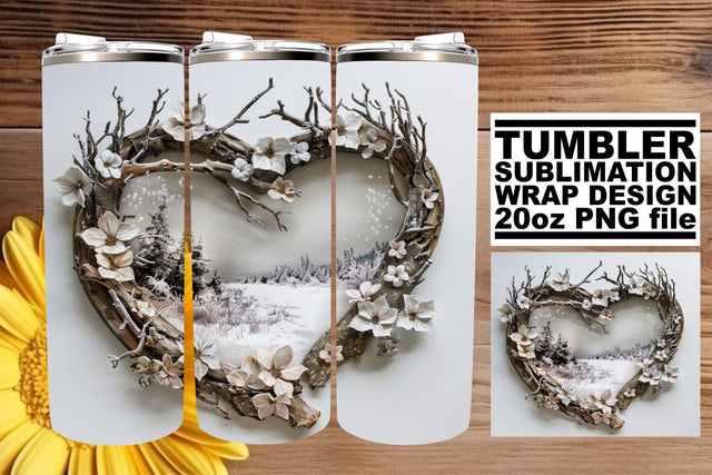 Holiday 3D Heart Frame Tumbler Wrap Christmas Design Sublimation afrosvg 