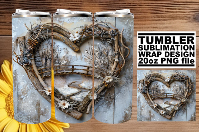 Holiday 3D Heart Frame Tumbler Wrap Christmas Sublimation Sublimation afrosvg 