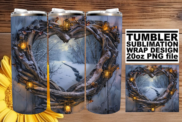 Holiday 3D Heart Frame Tumbler Wrap Christmas Sublimation Sublimation afrosvg 