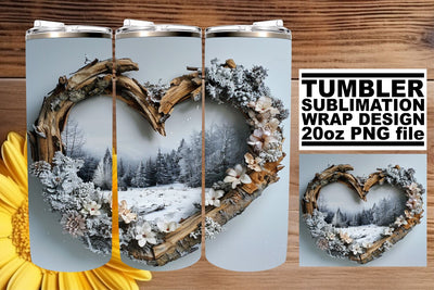 Holiday 3D Heart Frame Tumbler Wrap for Winter Sublimation Sublimation afrosvg 