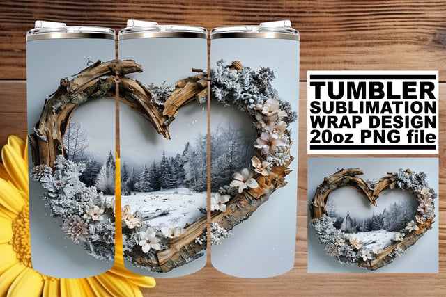 Holiday 3D Heart Frame Tumbler Wrap for Winter Sublimation Sublimation afrosvg 