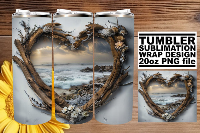 Holiday 3D Heart Frame Tumbler Wrap for Winter Sublimation Sublimation afrosvg 