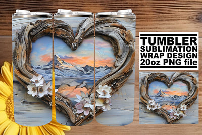 Holiday 3D Heart Frame Tumbler Wrap Sublimation 20oz Sublimation afrosvg 