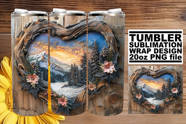 Holiday 3D Heart Frame Tumbler Wrap Sublimation Christmas Sublimation afrosvg 