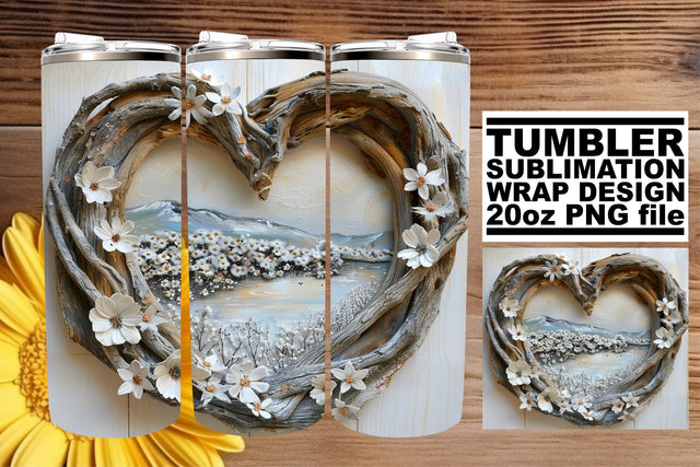 Holiday 3D Heart Frame Winter Scene Tumbler Wrap Sublimation Sublimation afrosvg 