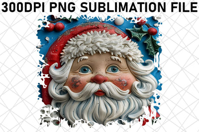 Holiday 3D Santa Claus Printable PNG Sublimation afrosvg 