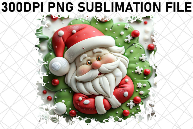 Holiday 3D Santa Claus Printable PNG Sublimation afrosvg 