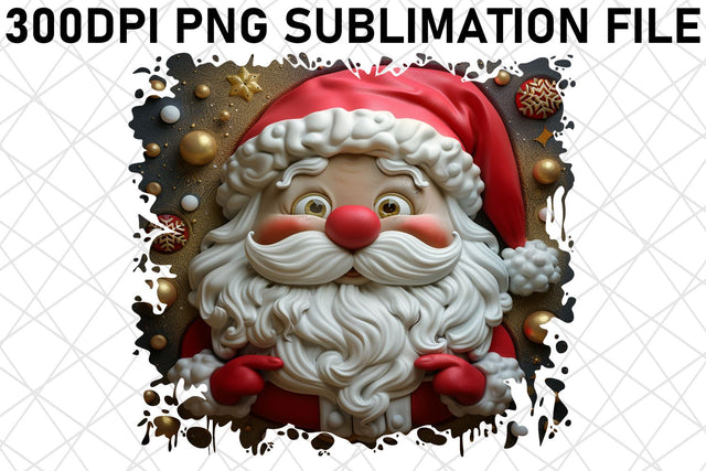 Holiday 3D Santa Claus Printable PNG Sublimation afrosvg 