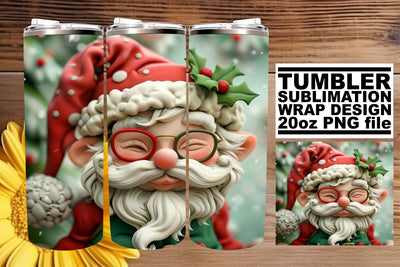 Holiday 3D Santa Claus Wrap | 20oz Tumbler Design Sublimation afrosvg 