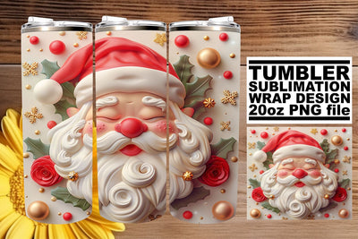 Holiday 3D Santa Claus Wrap | 20oz Tumbler Design Sublimation afrosvg 