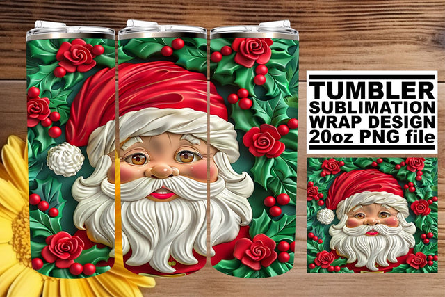 Holiday 3D Santa Claus Wrap | 20oz Tumbler Sublimation Sublimation afrosvg 