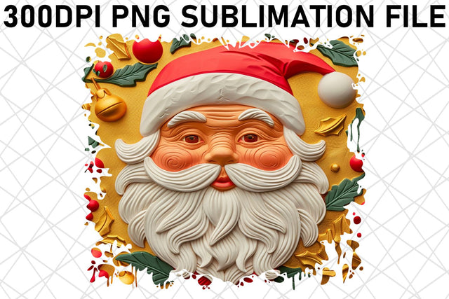 Holiday 3D Santa Round Design PNG Christmas Sublimation afrosvg 