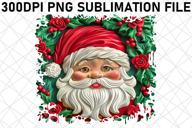 Holiday 3D Santa Round Design PNG Festive Sublimation afrosvg 