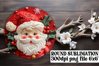 Holiday 3D Santa Round Keychain Design PNG Festive Sublimation afrosvg 