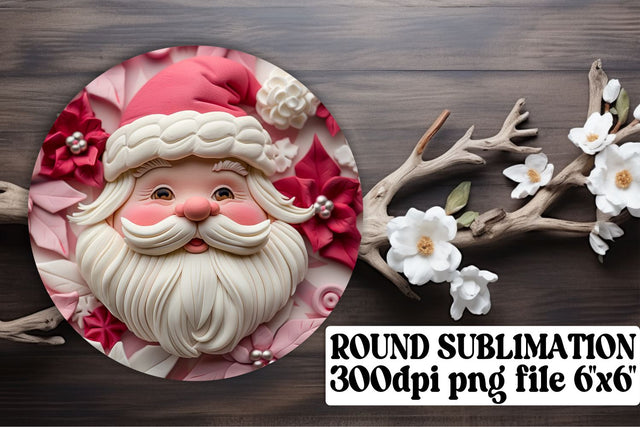 Holiday 3D Santa Round Keychain Design PNG Sublimation Sublimation afrosvg 