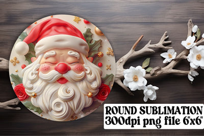 Holiday 3D Santa Round Keychain Design PNG Winter Sublimation afrosvg 