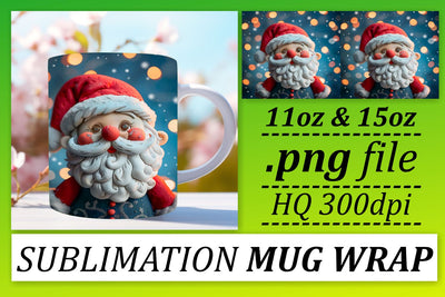 Holiday 3D Santa Wrap 11oz 15oz Mug Christmas Design Sublimation afrosvg 