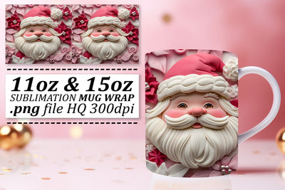 Holiday 3D Santa Wrap 11oz 15oz Mug Sublimation Design Sublimation afrosvg 