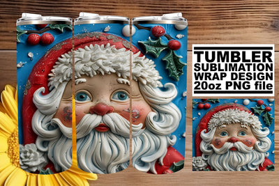 Holiday 3D Santa Wrap | 20oz Festive Tumbler Design Sublimation afrosvg 