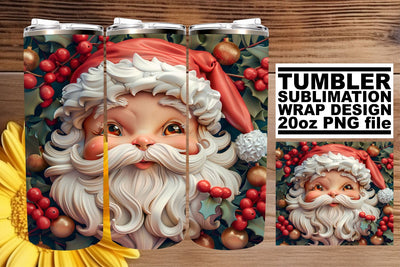 Holiday 3D Santa Wrap | 20oz Tumbler Sublimation Design Sublimation afrosvg 