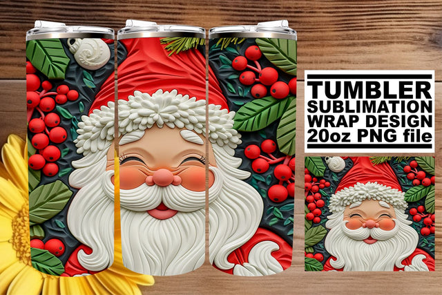 Holiday 3D Santa Wrap | 20oz Winter Tumbler Design Sublimation afrosvg 