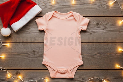Holiday baby onesie with santa hat Mock Up Photo Designangry 