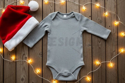 Holiday baby onesie with santa hat Mock Up Photo Designangry 