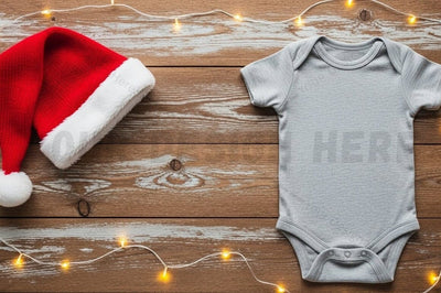 Holiday baby onesie with santa hat Mock Up Photo Designangry 
