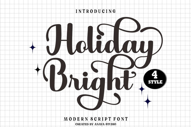 Holiday Bright Font Studio Rhd Store 