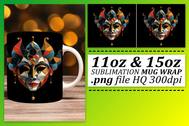 Holiday Cheers: Masked Mardi Gras Mug - 11oz & 15oz Sublimation afrosvg 
