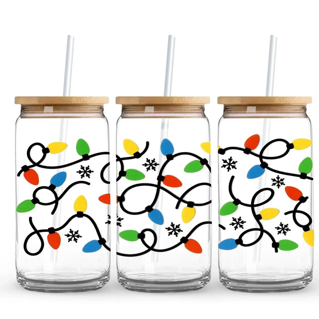 Holiday Christmas Lights 9.7 x 4.3 UV DTF Wrap Only (Cup NOT Included) Physical DIY Craft Warehouse 