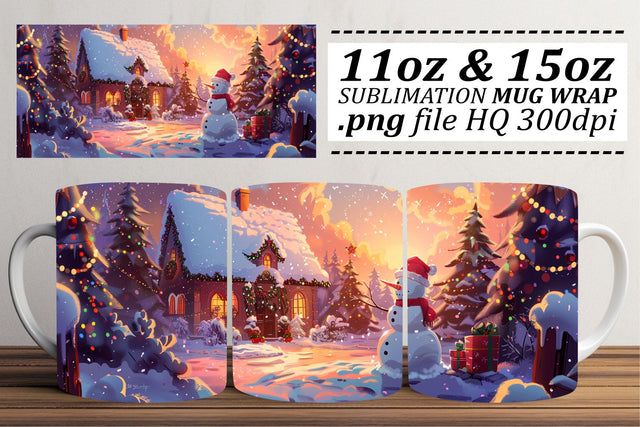Holiday Christmas Mug Wrap for Sublimation - Winter Wonderland 11oz & 15oz Sublimation afrosvg 