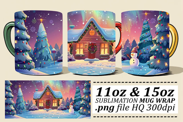 Holiday Christmas Mug Wrap for Sublimation - Winter Wonderland 11oz & 15oz Sublimation afrosvg 
