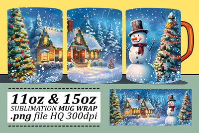 Holiday Christmas Mug Wrap Sublimation - Festive Winter Design 11oz & 15oz Sublimation afrosvg 